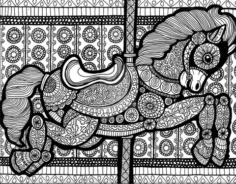 Carousel Zentangle Coloring Page